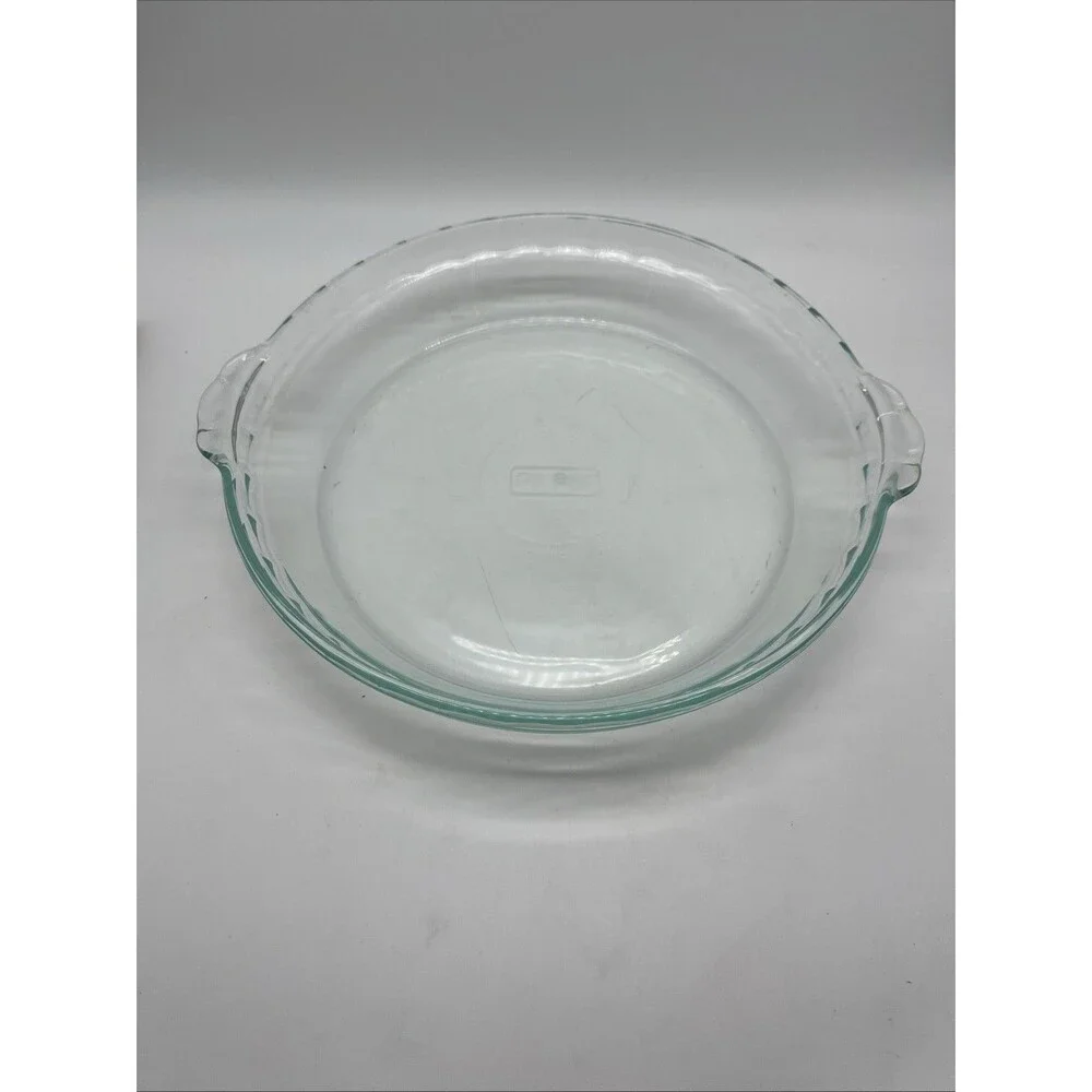 Pyrex Glass Baking Pie DISHPAN 229 10” SCALLOPED EDGES With Handles